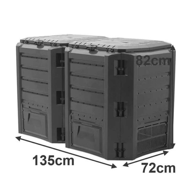 Compostor de gradina, 2 module, Module Compogreen, 800 L, negru, 135x71.9x82.6 cm, Prosperplast - imagine 2