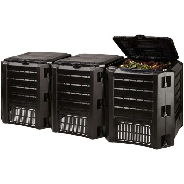Compostor de gradina, 3 module, Module Compogreen, 1200 L,  negru, 198x71.9x82.6 cm, Prosperplast - imagine 2