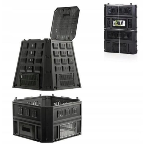 Compostor de gradina, 850 L, negru, Evoblack - imagine 4