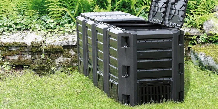 Compostor de gradina, 4 module, negru, 1600 L, 261x71.9x82.6 cm, Module Compogreen