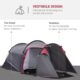 Cort camping, 2 persoane, impermeabil, cu vestibul, gri, 426x206x154 cm - imagine 7