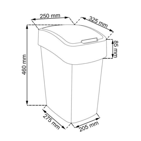 Cos de gunoi cu capac batant, plastic, model New York, 25 L, 34x26x47 cm, Curver - imagine 3
