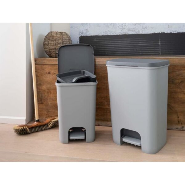 Cos de gunoi cu pedala, plastic, gri, 20 L, 30.3x29.4x42.8 cm, Curver - imagine 5