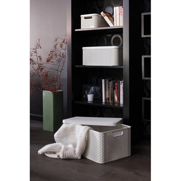 Cos rufe, 2 manere, capac, plastic, crem, 45x33x25 cm, Curver - imagine 2