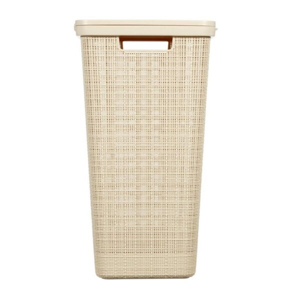 Cos rufe, Curver, 2 manere, capac, bej, 58 L, 43x34x60 cm - imagine 2