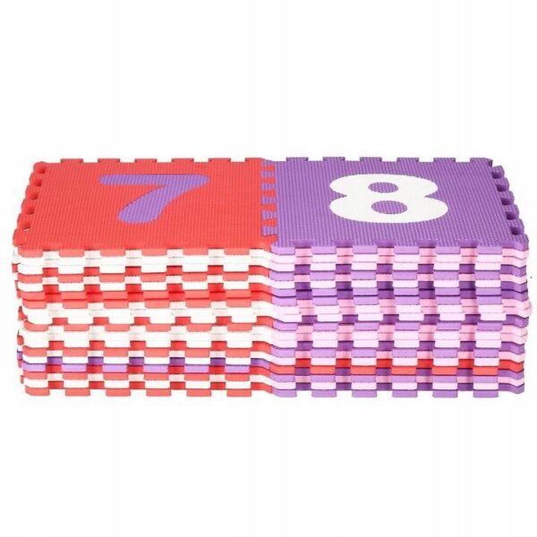 Covor spuma ptr copii, EVA roz cu mov, model alfabet si numere, 172x172x1cm, Springos - imagine 8