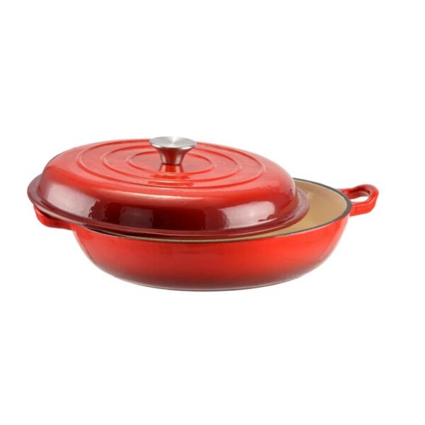 Cratita cu capac, fonta emailata, rosie, 2.5 L, Perfect Home - imagine 6