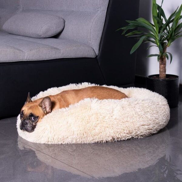 Culcus moale, pentru caine/pisica, crem, 70 cm - imagine 4