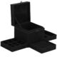 Cutie pentru bijuterii, catifea, negru, 12x12x12 cm, Springos - imagine 24