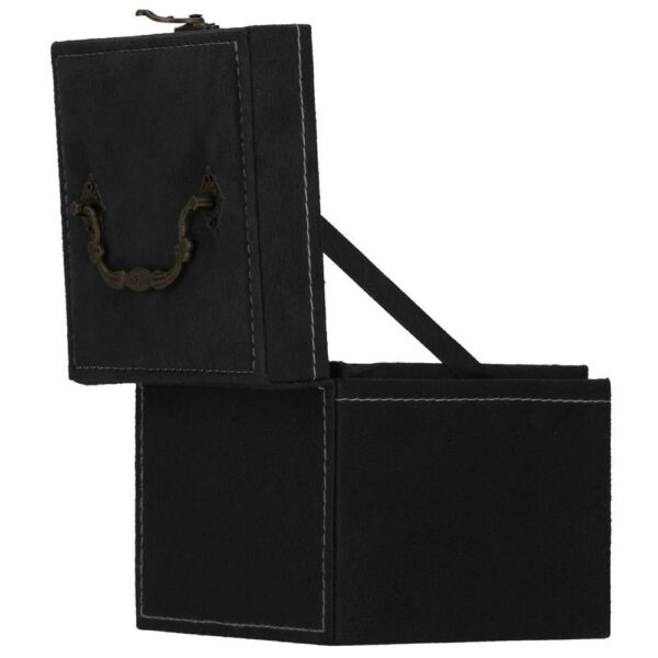Cutie pentru bijuterii, catifea, negru, 12x12x12 cm, Springos - imagine 10