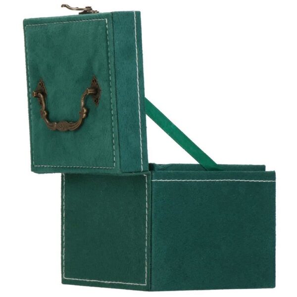 Cutie pentru bijuterii, catifea, verde, 12x12x12 cm, Springos - imagine 12