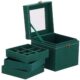 Cutie pentru bijuterii, catifea, verde, cu oglinda, 12x12x12 cm, Springos - imagine 20