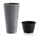 Ghiveci decorativ de flori, Prosperplast, Sandy, rotund, inalt, argintiu, 40x71 cm - imagine 2