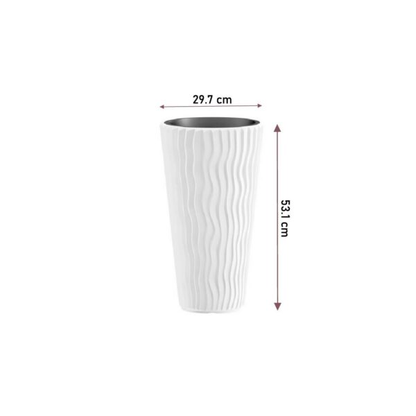 Ghiveci decorativ de flori, rotund, inalt, antracit, 29.7x53.1 cm, Sandy - imagine 2