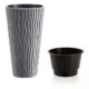Ghiveci decorativ de flori, rotund, inalt, gri, 29.7x53.1 cm, Sandy - imagine 4