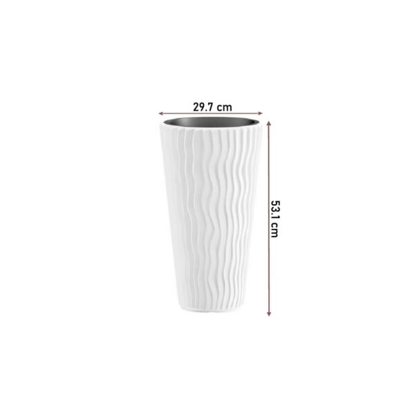 Ghiveci decorativ de flori, rotund, inalt, alb, 29.7x53.1 cm, Sandy - imagine 2