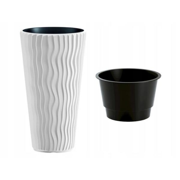 Ghiveci decorativ de flori, rotund, inalt, alb, 29.7x53.1 cm, Sandy - imagine 3