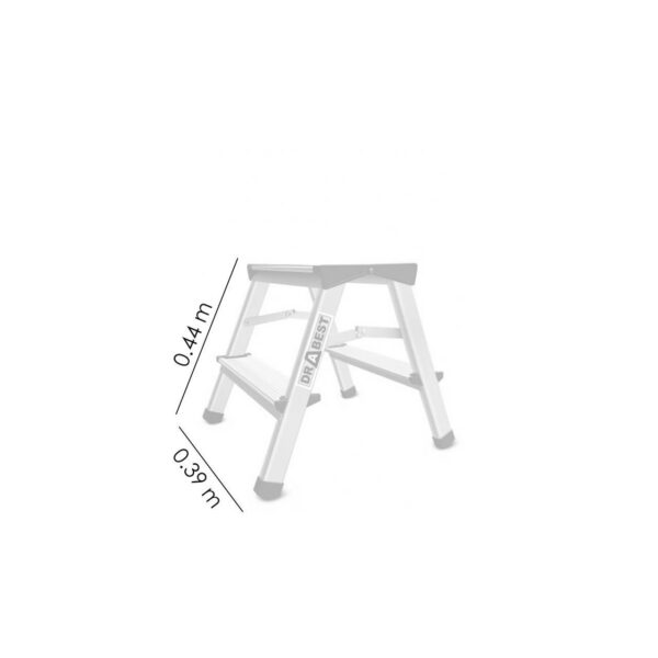 Scara aluminiu, 2 tronsoane, 1 treapta, platforma, max 125 kg, 0.44 m, Drabest - imagine 6