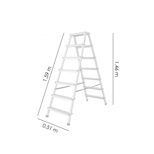 Scara aluminiu, 2 tronsoane, 6 trepte, platforma, max 125 kg, 1.46 m, Drabest - imagine 5
