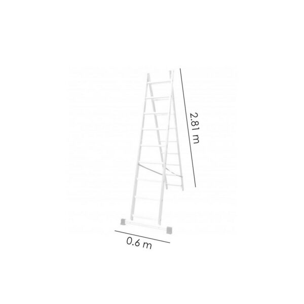 Scara aluminiu, 2 tronsoane, 9 trepte, max 150 kg, 2.81 m, Drabest - imagine 3