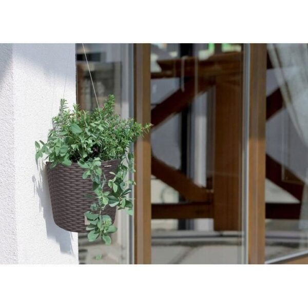 Ghiveci decorativ cu lant, rotund, maro, 25.6x21.9 cm, Rato Round WS - imagine 8