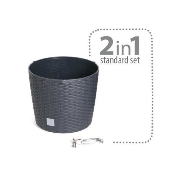 Ghiveci decorativ cu lant, rotund, maro, 25.6x21.9 cm, Rato Round WS - imagine 5