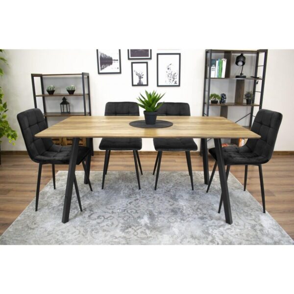 Scaun bucatarie/dining, Artool, Kara, catifea, metal, negru, 44.5x50.5x87 cm - imagine 3