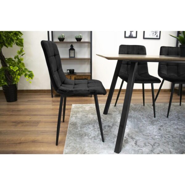 Scaun bucatarie/dining, Artool, Kara, catifea, metal, negru, 44.5x50.5x87 cm - imagine 6