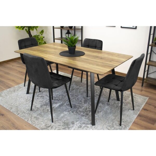 Scaun bucatarie/dining, Artool, Kara, catifea, metal, negru, 44.5x50.5x87 cm - imagine 2
