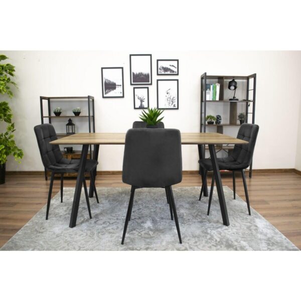 Scaun bucatarie/dining, Artool, Kara, catifea, metal, negru, 44.5x50.5x87 cm - imagine 5