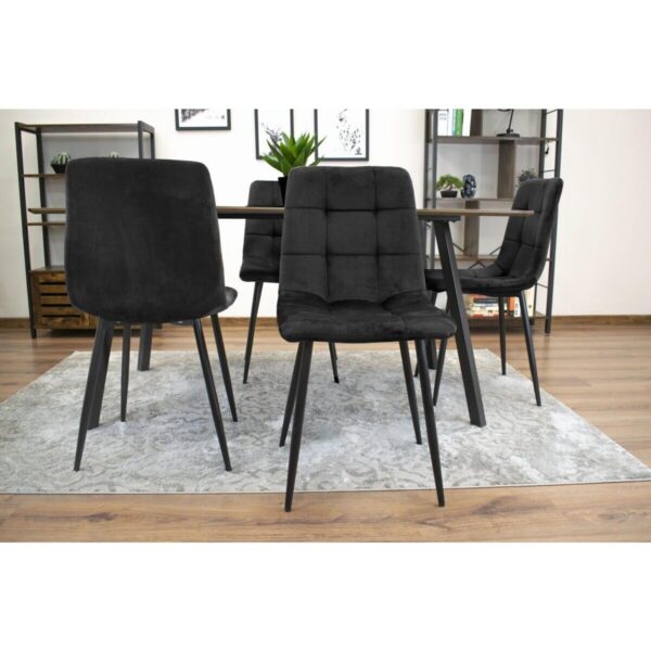 Scaun bucatarie/dining, Artool, Kara, catifea, metal, negru, 44.5x50.5x87 cm - imagine 4