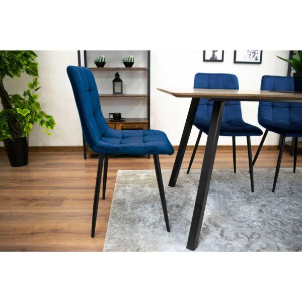Scaun bucatarie/living, Artool, Kara, catifea, metal, bleumarin si negru, 44.5x50.5x87 cm - imagine 7