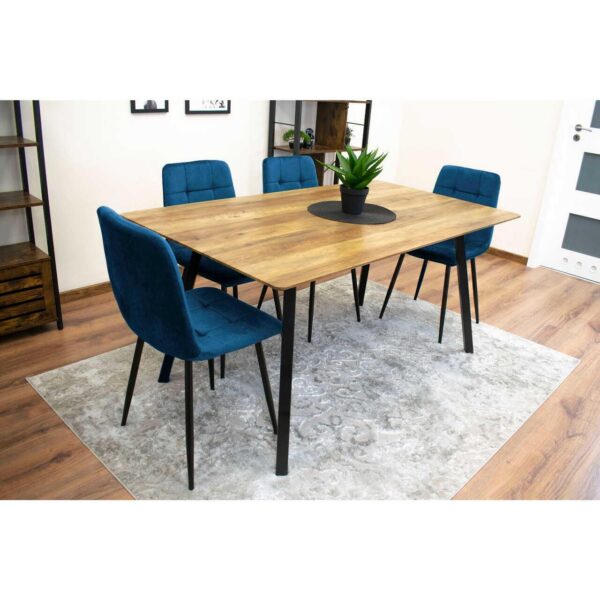 Scaun bucatarie/living, Artool, Kara, catifea, metal, bleumarin si negru, 44.5x50.5x87 cm - imagine 6
