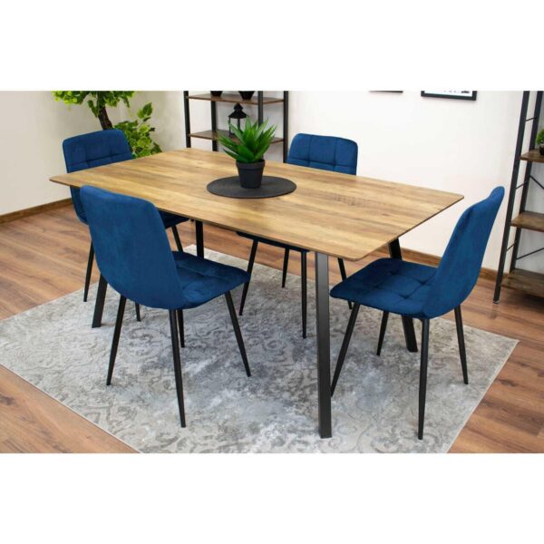 Scaun bucatarie/living, Artool, Kara, catifea, metal, bleumarin si negru, 44.5x50.5x87 cm - imagine 5