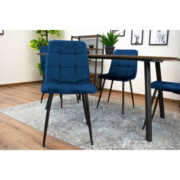 Scaun bucatarie/living, Artool, Kara, catifea, metal, bleumarin si negru, 44.5x50.5x87 cm - imagine 3