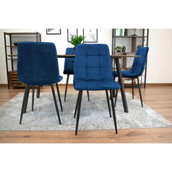 Scaun bucatarie/living, Artool, Kara, catifea, metal, bleumarin si negru, 44.5x50.5x87 cm - imagine 2