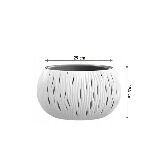 Ghiveci decorativ de flori, rotund, alb, 29x19.5 cm, Sandy Bowl - imagine 2