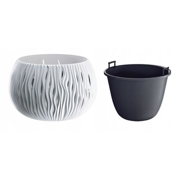 Ghiveci decorativ de flori, rotund, alb, 29x19.5 cm, Sandy Bowl - imagine 5