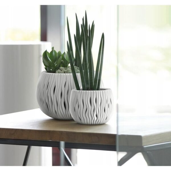 Ghiveci decorativ de flori, rotund, alb, 29x19.5 cm, Sandy Bowl - imagine 4
