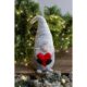 Decoratiune Craciun, pitic gri cu inima rosie, 48 cm - imagine 2