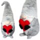 Decoratiune Craciun, pitic gri cu inima rosie, 48 cm - imagine 5