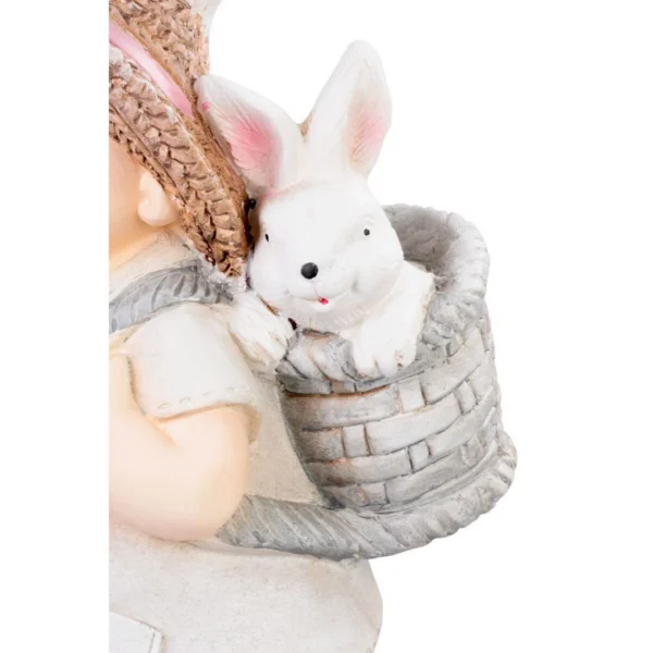 Decoratiune gradina, MagicHome, ceramica, baiat cu iepuras, 23.5x18x48 cm - imagine 3