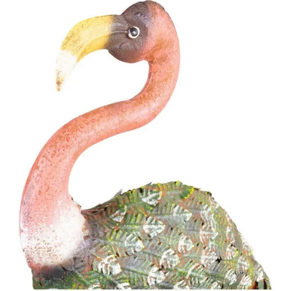 Decoratiune gradina, MagicHome, metalica, flamingo, verde si roz, 37x19x85 cm - imagine 3