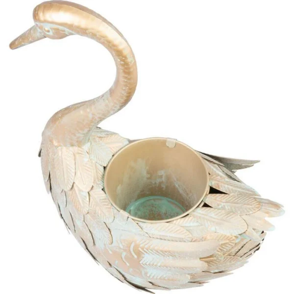 Decoratiune gradina, MagicHome, metalica, gasca, cu ghiveci pentru flori, auriu, 37x19x85 cm - imagine 3