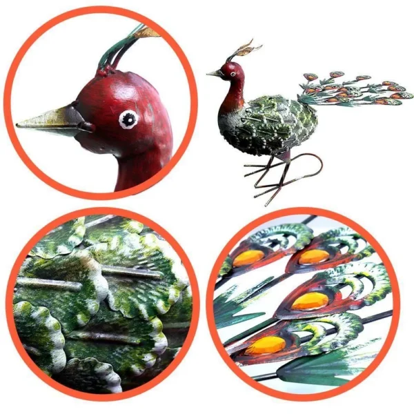 Decoratiune gradina, metalica, paun verde, 23x62x43 cm - imagine 8
