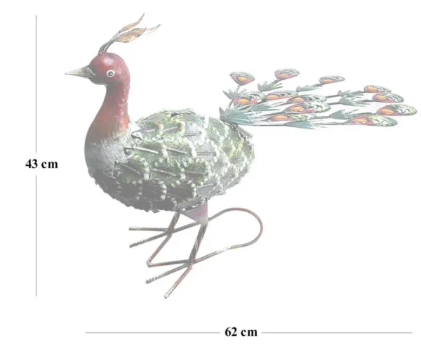 Decoratiune gradina, metalica, paun verde, 23x62x43 cm - imagine 9