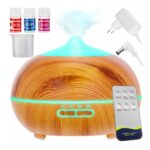 Difuzor de arome si umidificator 400 ml, ionizare, iluminare LED 7 culori, 3 uleiuri esentiale