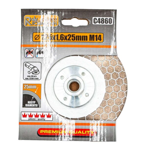 Disc diamantat 2 in 1, placi ceramice, taiere umeda si uscata, slefuire, M14, 125x25x1.6 mm, Richmann Exclusive - imagine 3