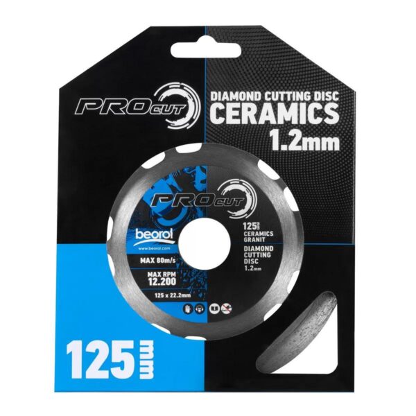 Disc diamantat, placi ceramice, granit, 125 mm/22.2 mm, Beorol - imagine 6