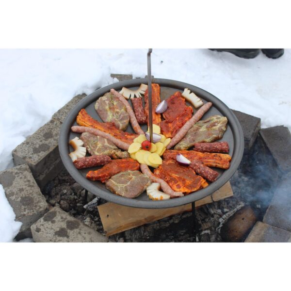 Disc pentru gratar, fonta, tip grill, cu picioare si agatator, 50 cm, Barbeque  - imagine 6